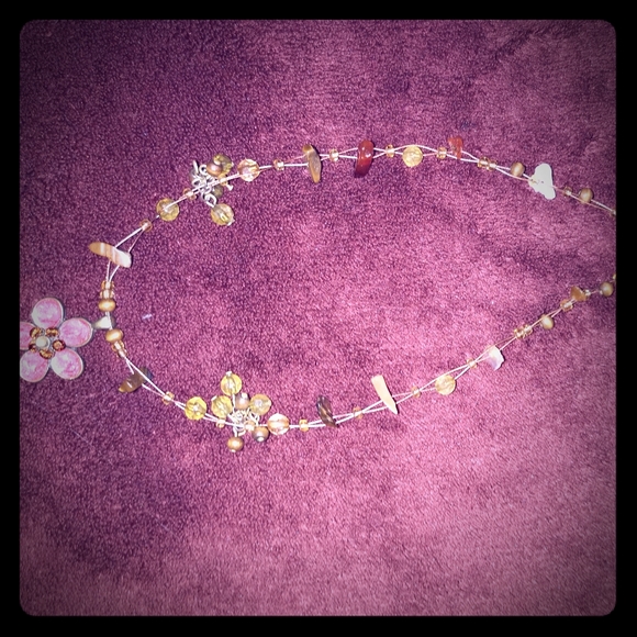 Necklace with shards of Tiger eye, Carnelian